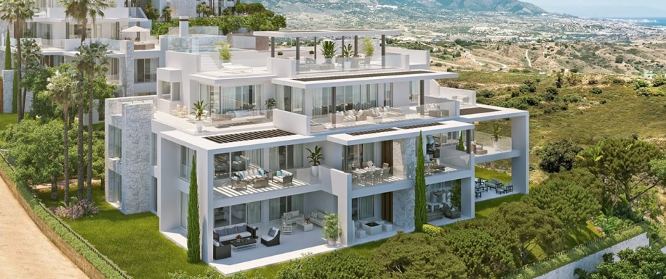 Blick auf eines der Gebäude in Ocean View Marbella